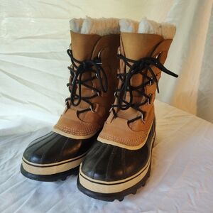 ❄️ Sorel Caribou Waterproof Tan Black Winter Boots Men's